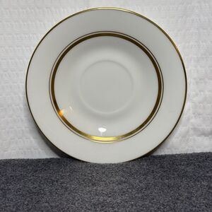 Oxford Bone in set of 12 Dessert Plates with Gold inner outer trim - Made in USA